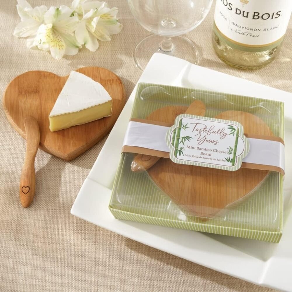 Tastefully Yours Heart-Shaped Bamboo Cheese Board, Miniature Cutting Board, Sage
